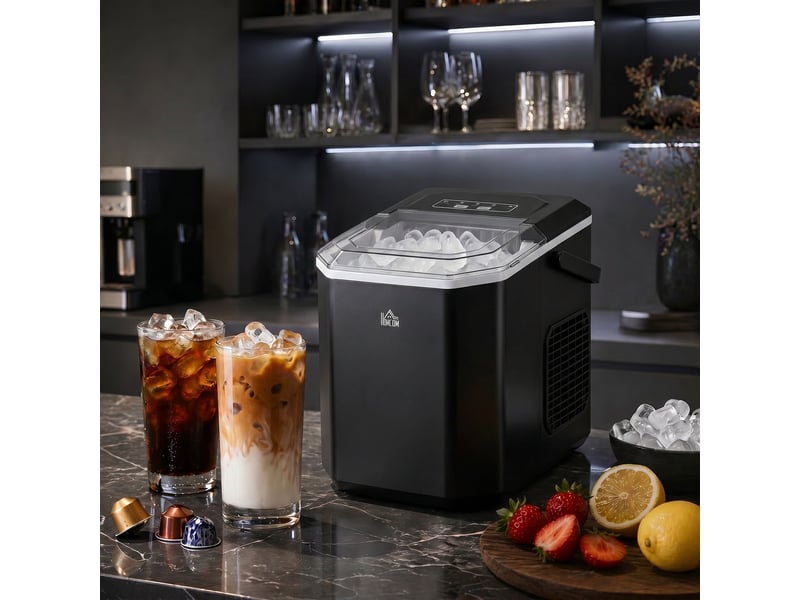  Machine à glaçons autonettoyante 9 glaçons en 6-13 minutes avec panier et pelle 22.2x29.4x29 cm noir  - Conforama C