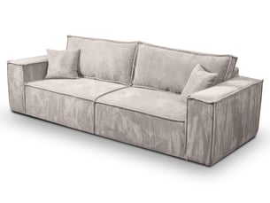 Canapé droit convertible 4 places Tissu beige avec coffre de rangement