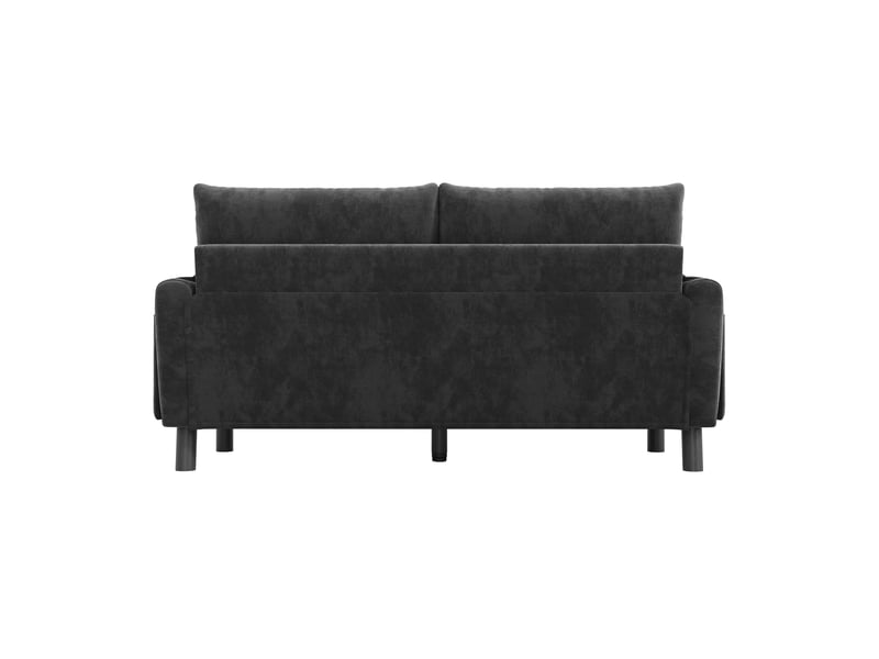 Canapé 2 places en chenille gris avec poches latérales et 2 coussins inclus, design scandinave - Conforama W