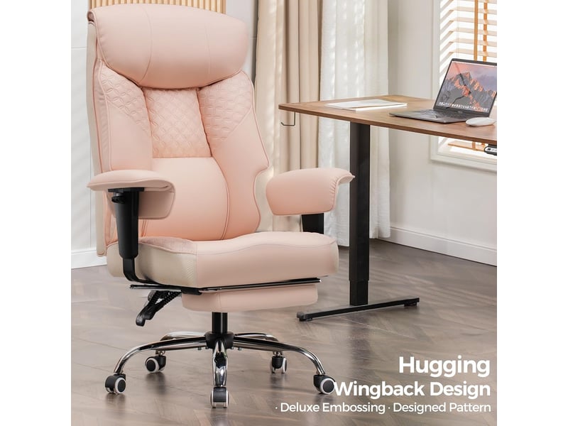Gtplayer chaise de jeu pour personnes de forte corpulence avec assise 3d, repose-pieds, pu, 180kg - rose CH810-PK - Conforama C