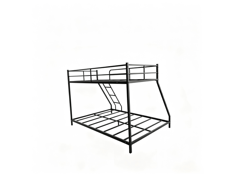  Lit superposé 200x140x137 cm noir en métal, deux couchages 80x190 cm et 130x190 cm avec échelle antidérapante  - Conforama A