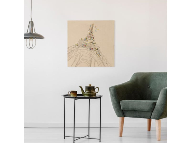  Tableau déco peint trip to paris 80x80cm naturel  - Conforama D
