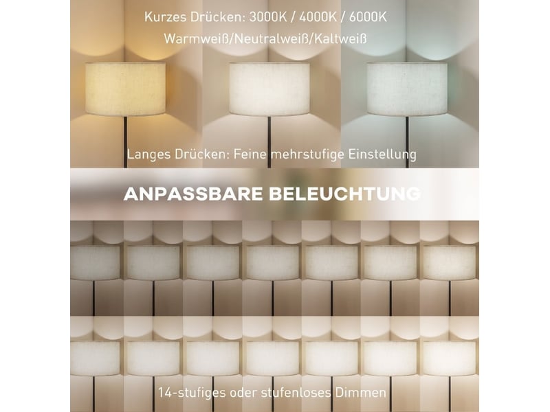 Lampadaire 40 x 40 x 133-168 cm en métal réglable avec télécommande et interrupteur au pied noir chicfurn  - Conforama D