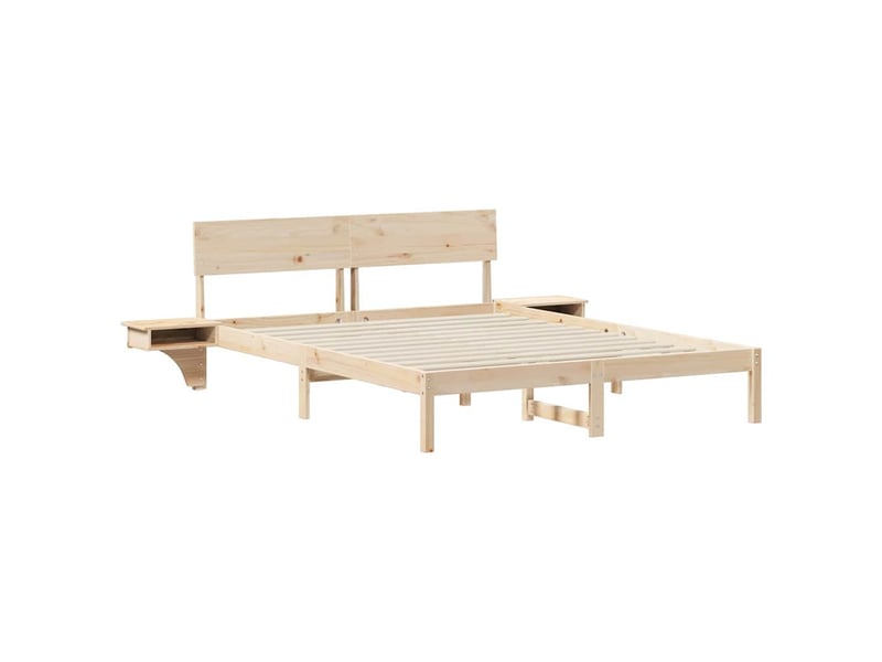  Lit double- lit adulte -  cadre de lit avec tête de lit marron 150 x 200 cm pin massif  - Conforama C