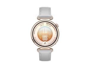 Montre connectee 41mm watch gt 7 ecran amoled 1,32 verre saphir acier inoxydable dore bracelet cuir composite gris