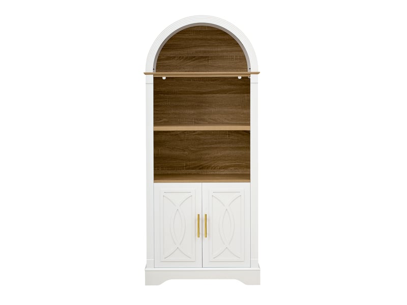 Buffet haut de cuisine avec 2 portes, 3 niches, étagère réglable et led pour salle à manger, blanc, 76,2×40,1×180 cm - Conforama A