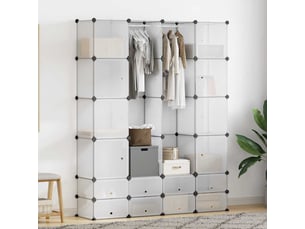 Boîte de rangement modulable avec 18 compartiments blanc 37x146x180,5 cm