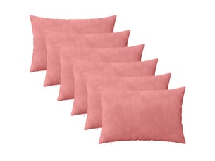 Lot de 6 coussins avec oreiller, coussins décoratifs heerlen rose velours cf50893
