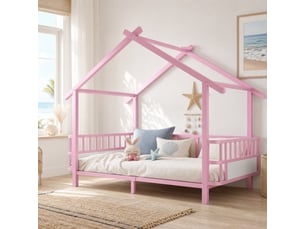 Lit cabane 90x200 cm <strong></strong>  <strong></strong> coloris rose