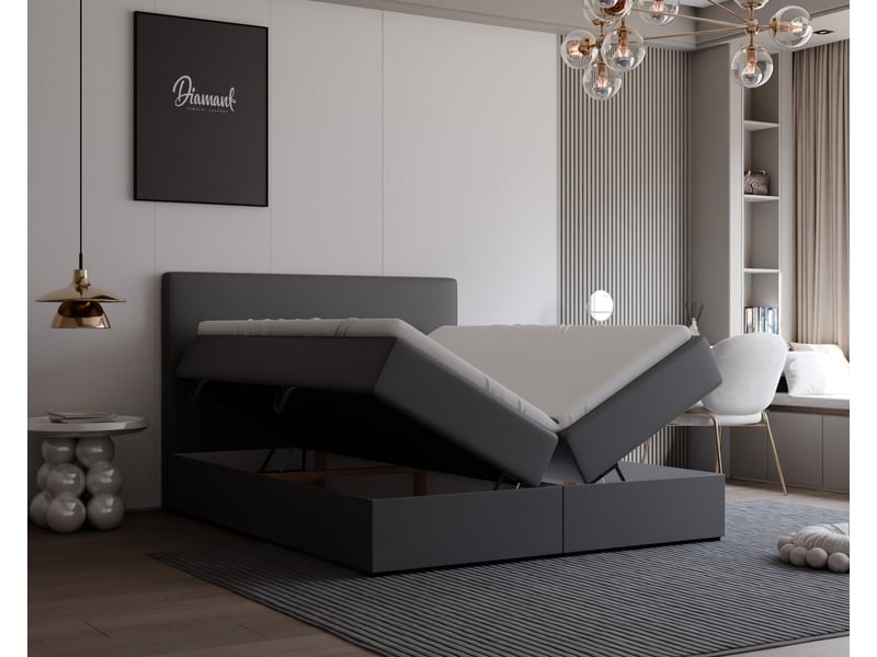 Lit coffre giulia - 140x200 cm - avec matelas et surmatelas - éco-cuir - noir GIULIA - Conforama C