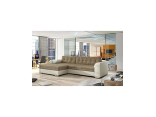 Canapé d'angle gauche fixe <strong></strong> <strong></strong> 4 places Polyester Beige et crème