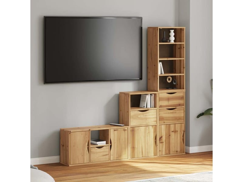  Meubles tv - banc tv - meuble de rangement 4 pcs avec rangement odda bois de pin massif  - Conforama B