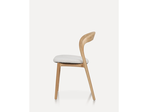 Lot de 2 chaises de salle à manger avec dossier incurvé et assise rembourrée en bois et tissu, naturel et blanc cassé