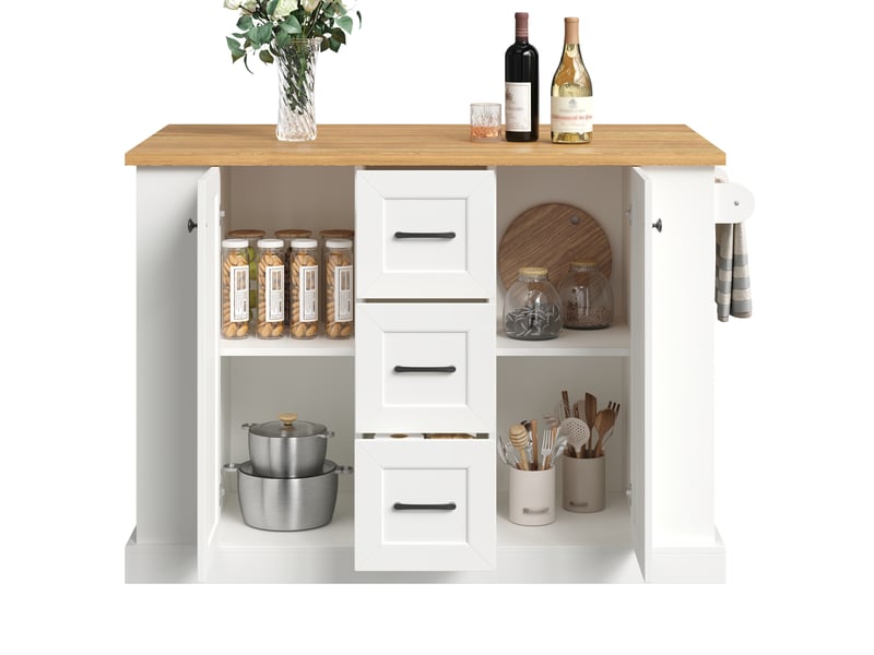  Îlot de cuisine mobile 120x70x90 cm avec plateau rabattable blanc  - Conforama A