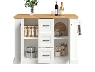 Îlot de cuisine mobile 120x70x90 cm avec plateau rabattable blanc
