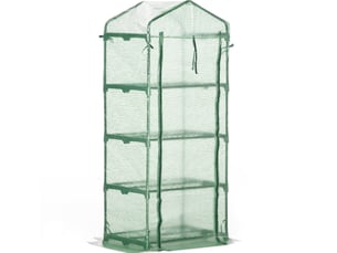 Serre de jardin compacte 70x50x160 cm – vert foncé – 4 étagères pour semis et plantes de jardin abritées