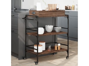 Desserte de cuisine, chariot de rangement chêne marron 81,5x41x92,5 cm bois ingénierie