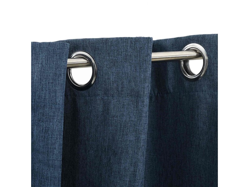  Rideau occultant, rideau black-out aspect de lin avec œillets bleu 290x245 cm cf43940  - Conforama C