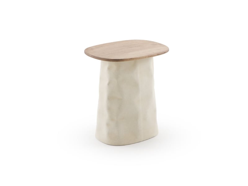  Table basse en métal couleur os et bois d'hévéa  - Conforama A