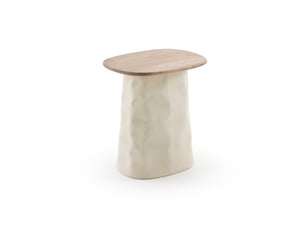 Table basse en métal couleur os et bois d'hévéa