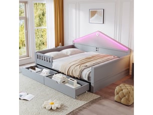 Lit banquette 140x200 cm <strong>SWEIKO</strong> <strong></strong> coloris gris