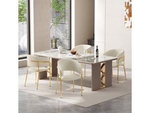 Chaise de salle à manger en velours côtelé beige avec pieds en métal inclinés et patins réglables