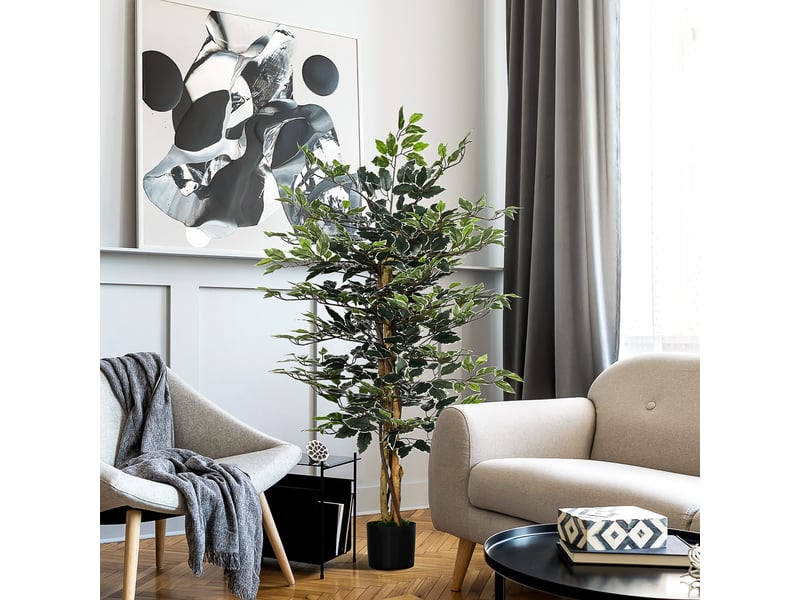  Ficus artificiel 130 cm, plante artificielle avec 702 feuilles, décoration en pot ø15 x 130 cm, vert  - Conforama D
