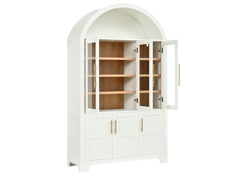 Buffet vitrine,110x40x185 cm,avec rangement,mdf et panneaux de particules,blanc - Conforama B