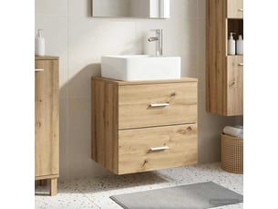 Vanité de lavabo mural, meuble de rangement chêne artisanal 49.5x41x63 cm shl2324
