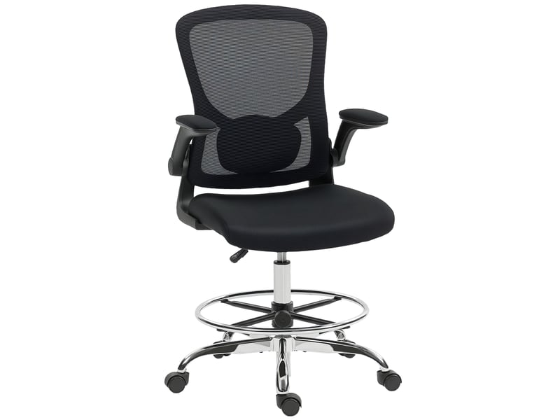  Chaise de bureau ergonomique avec support lombaire 4d et accoudoirs relevables en noir dimensions 60 x 60 x 108-132 cm  - Conforama E