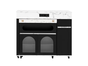 Desserte de cuisine extensible avec 1 tiroir, rangements et roulettes en mdf 50,5 à 187,5×110,5×95,5 cm noire