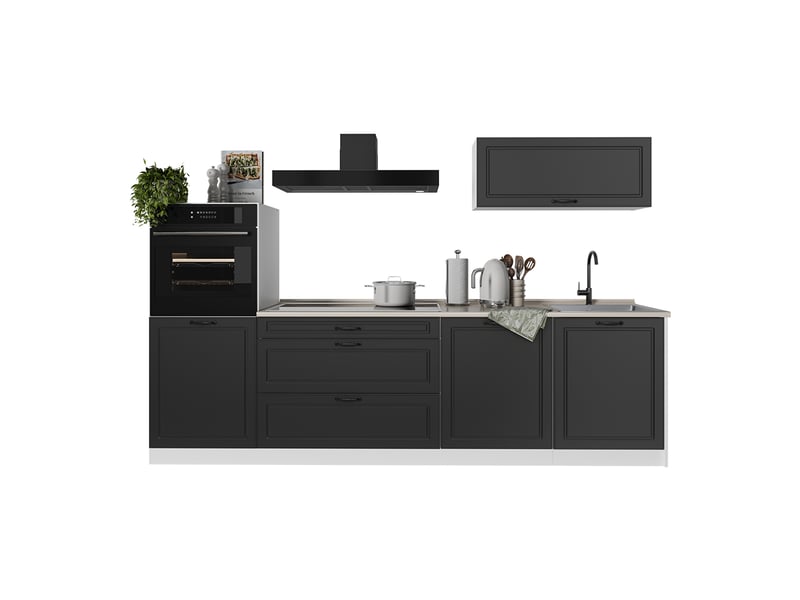  Vicco cuisine, anthracite campagneblanc, 280cm plan de travail anthracite  - Conforama E