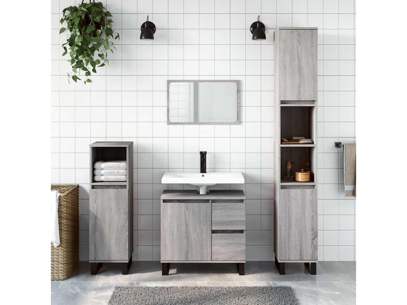 Ensemble de meubles de salle de bain 3 pcs sonoma gris cf63815 - Conforama B