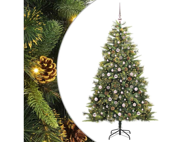  Sapin de noël - arbre de noël artificiel avec branches pliables et cônes 210 cm  - Conforama A