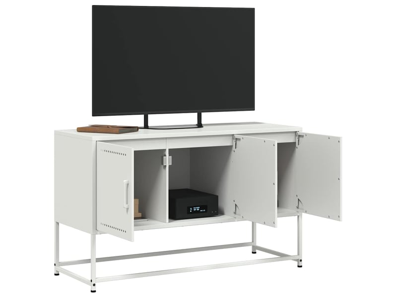  Meuble tv - banc tv - meuble de rangement blanc 100,5x39x60,5 cm acier  - Conforama E
