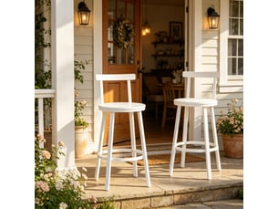 tabouret de bar <strong>STILVORA</strong> - blanc hauteur d'assise 65 cm vendu Par paire