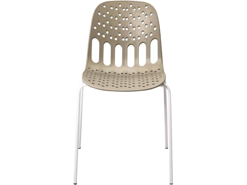  Lot de 4 chaises de cuisine empilables kio kaki et blanches avec structure métal 736-KIO - Conforama D