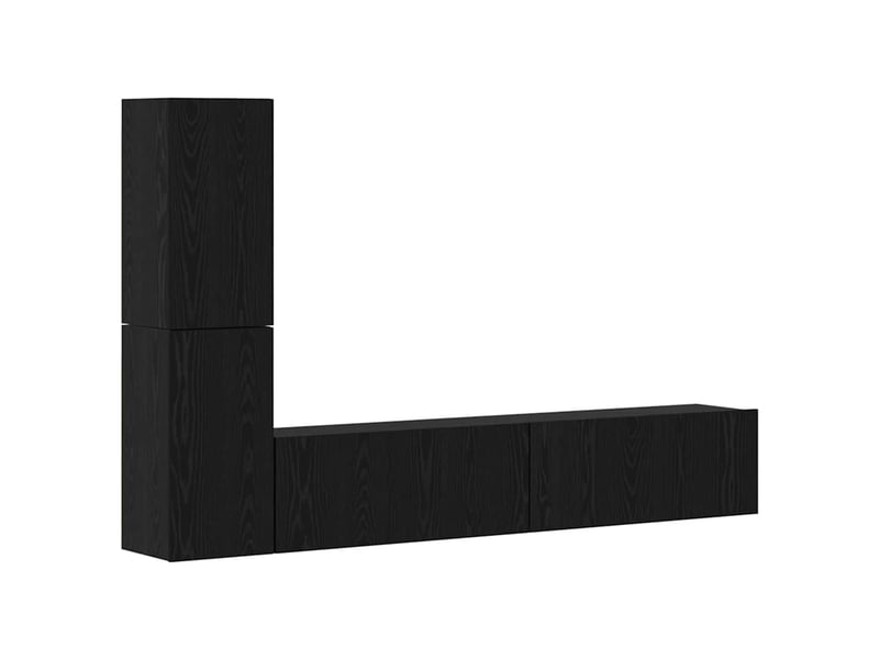  Meuble tv - banc tv - meuble de rangement mural 2 pcs chêne noir bois d'ingénierie  - Conforama A