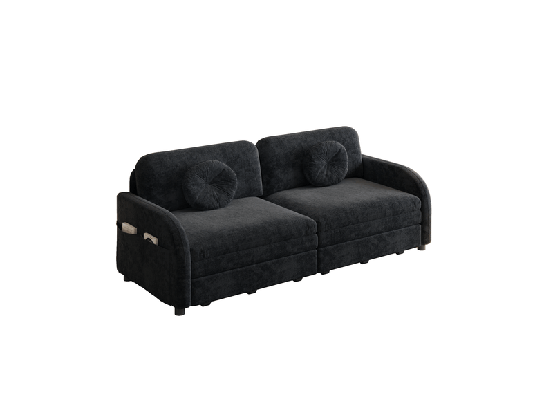  Canapé-lit convertible 3-en-1 166x84 cm – noir – couchage queen size et poches latérales pratiques  - Conforama A