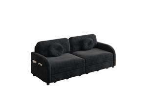 Canapé-lit convertible 3-en-1 166x84 cm – noir – couchage queen size et poches latérales pratiques