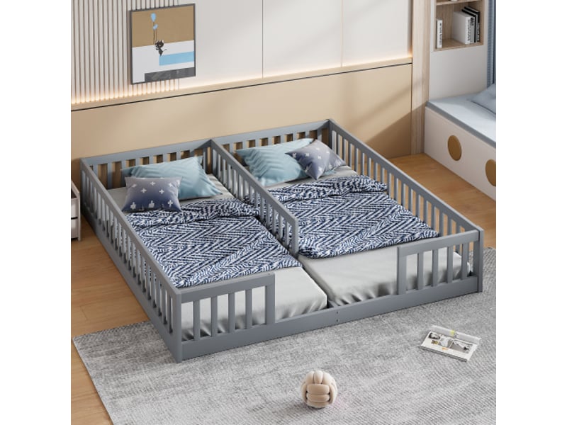  Lit 2 places 90x200 cm coloris gris pin lit enfant blanc - Conforama E