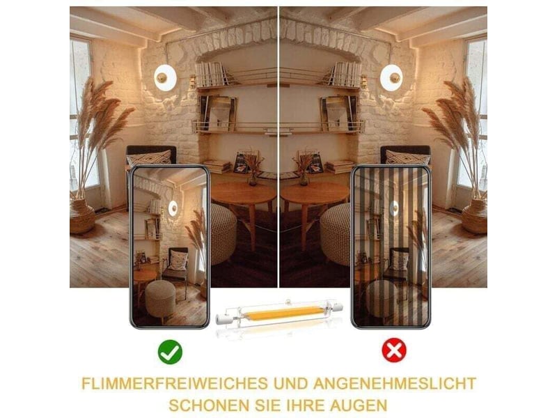  Ampoule led r7s 78mm,10w équivalent ampoule halogène r7s 100w j78,blanc chaud 3000k éclairage à faisceau 360 °,paquet de 2  - Conforama D