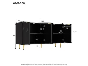 Buffet    <strong></strong> <strong></strong> - 160 cm coloris noir 