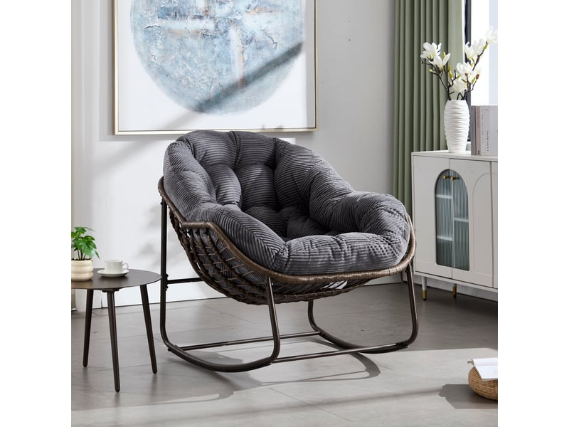  Fauteuil à bascule 78*106*90cm en acier gris chicfurn  - Conforama B