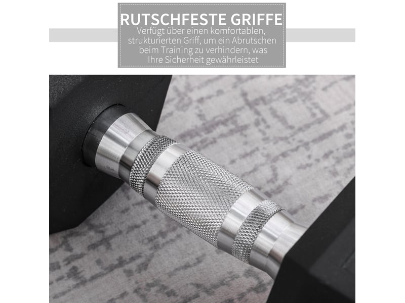  Haltère hexagonal fixe 12,5 kg – noir – poignée moletée antidérapante pour entraînement musculaire  - Conforama E