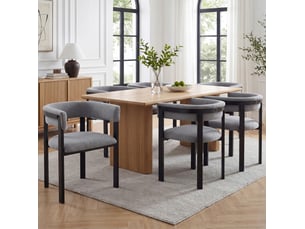 Lot de 6 chaises de salle à manger, confortables et respirantes, idéales pour restaurants, salon, cafés et autres lieux, style moderne, dos arrondi complet, tissu chenille, gris