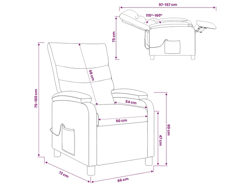  Vidaxl fauteuil de massage inclinable marron foncé tissu  - Conforama C