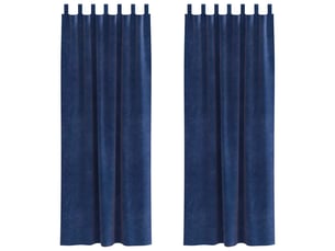 Lot de 2 rideaux, rideaux de fenêtre bleu foncé 140 x 245 cm velours cf43996