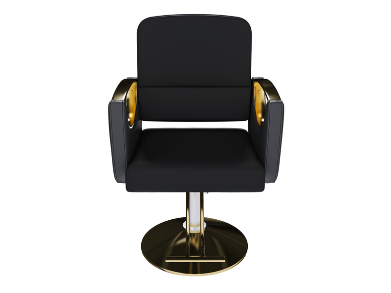  Fauteuil de coiffure hydraulique noir et doré,simili cuir pu et fer, pivotant à 360 degrés  - Conforama A