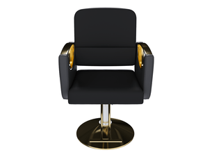 Fauteuil de coiffure hydraulique noir et doré,simili cuir pu et fer, pivotant à 360 degrés